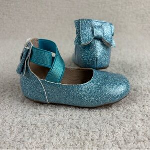 Monkey Feet Shoes Toddler Girl 12-18 Months Blue Sparkle‎ Leather Ballet Flats